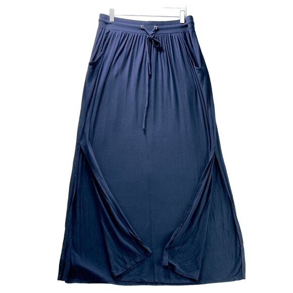 NEW YORK & COMPANY Women's Skirt Navy Blue Maxi Rayon Spandex Pockets Size S - Picture 7 of 13